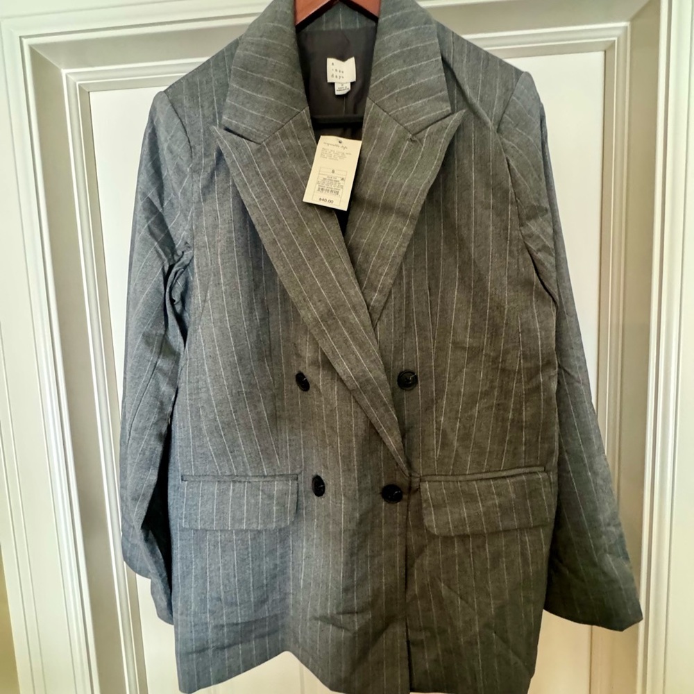 A New Day Women's Gray Pinstripe Blazer